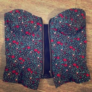 Floral Strapless zipper top